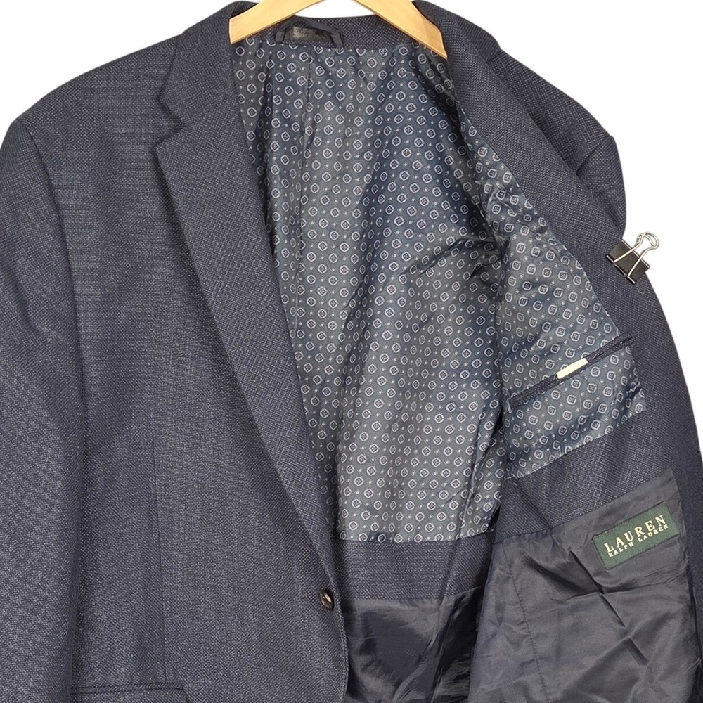 Lauren Ralph‎ Lauren Sport Coat Mens 46R Blue Textured 2-Button Blazer Classic